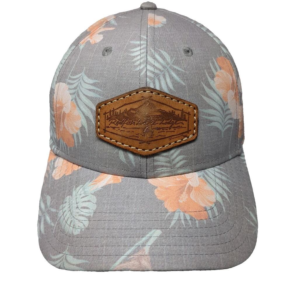 Sportsman Gray Floral Tropical Print Leather Patch Baseball Cap One Size Hat